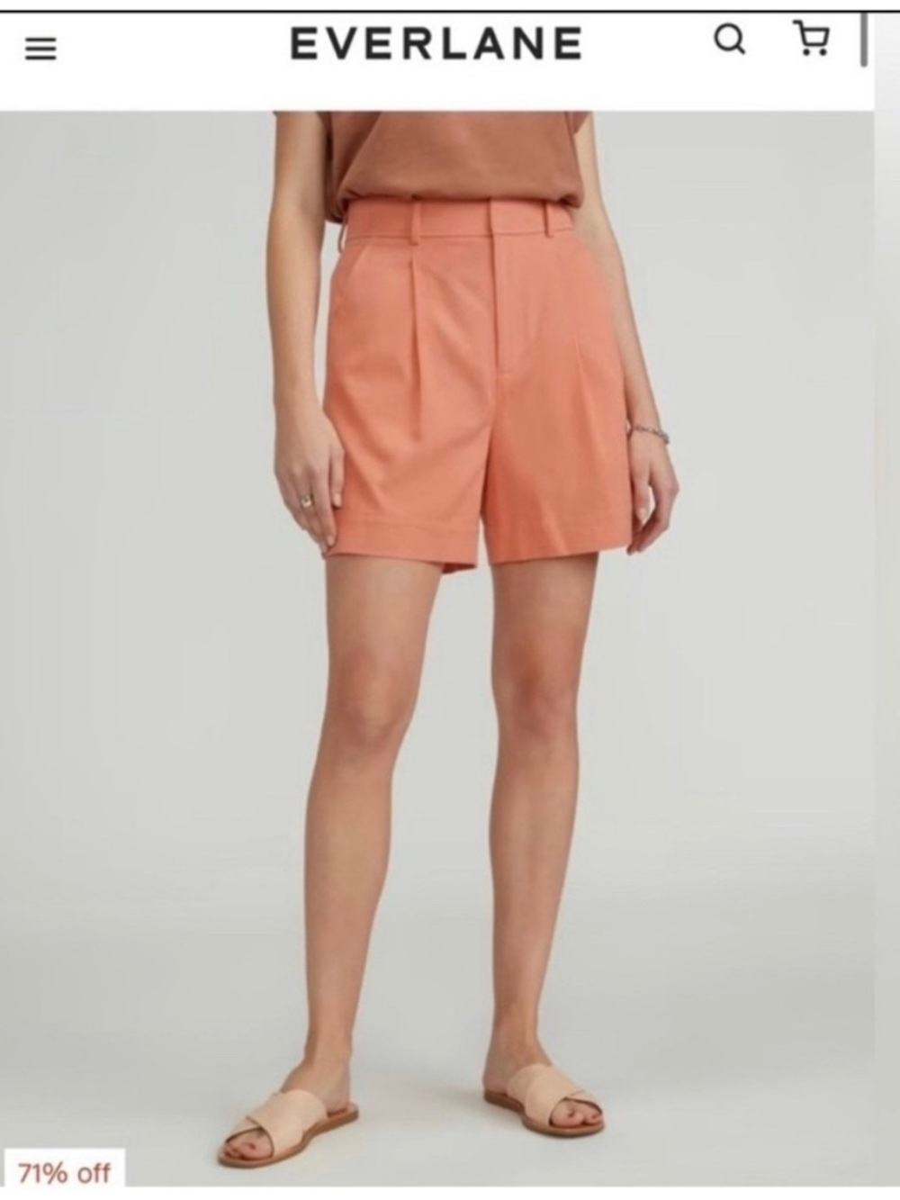 Everlane Pleated High-Rise Shorts in Coral Peach